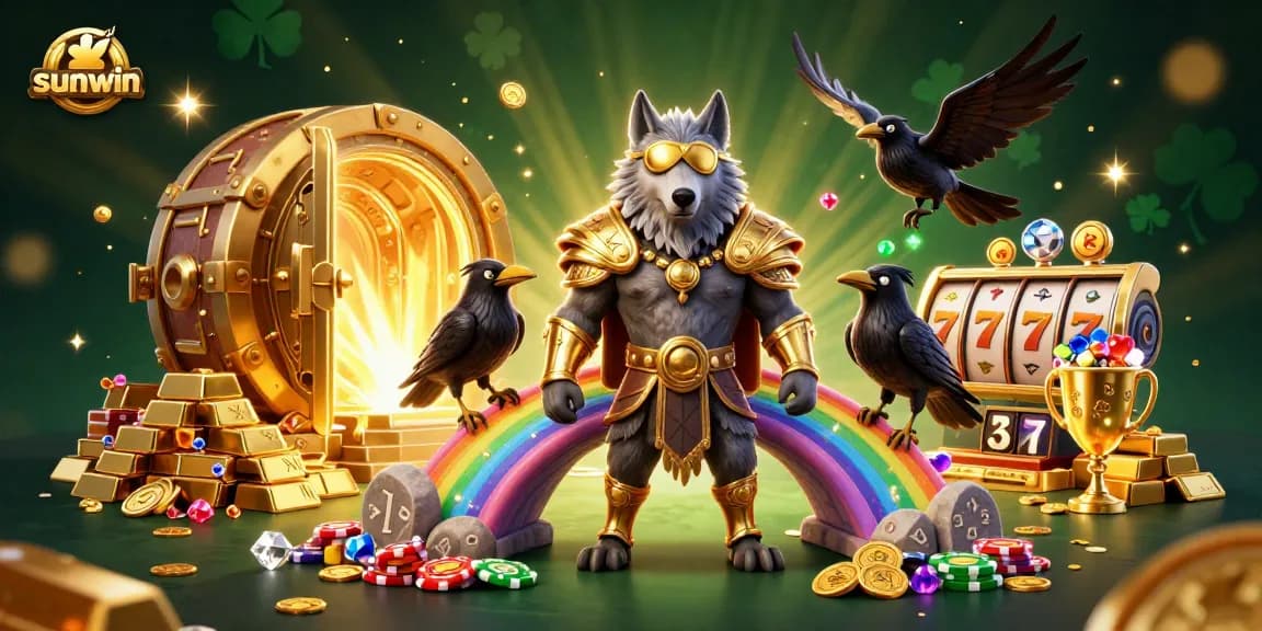 Experience sunwin glory with a vibrant Norse-themed casino scene filled with treasures and gaming excitement.