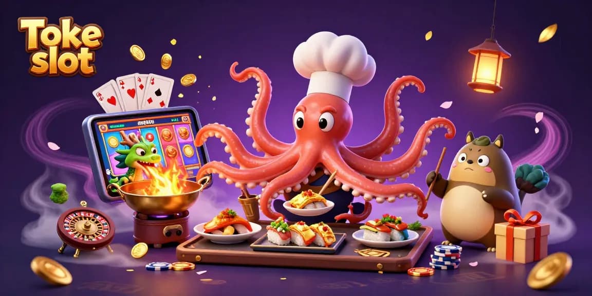 Toke slot showcases an exciting casino scene with engaging characters preparing winning dishes.