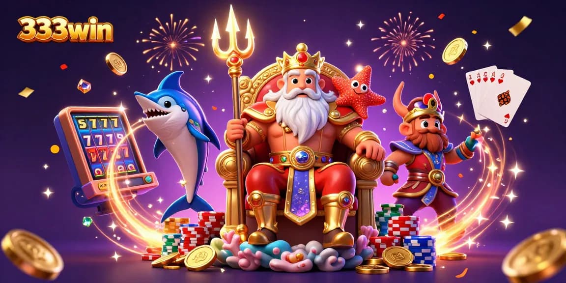 Experience 333win's exhilarating underwater slot adventure with vibrant 3D characters and casino elements.