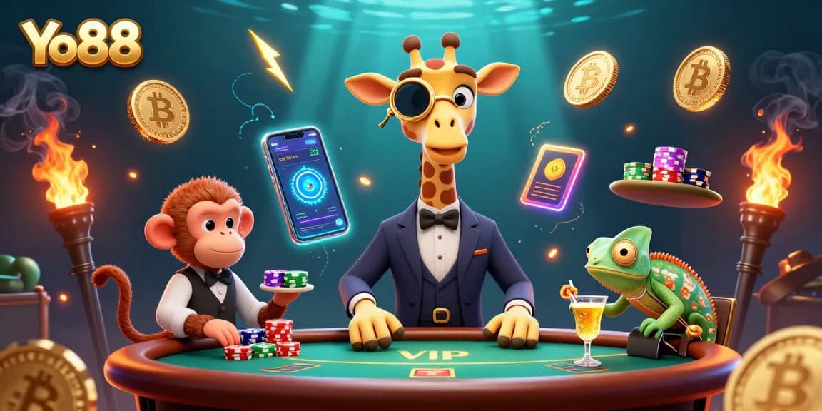 Experience thrilling gameplay at Yo88 with a high-roller giraffe and dynamic casino elements.
