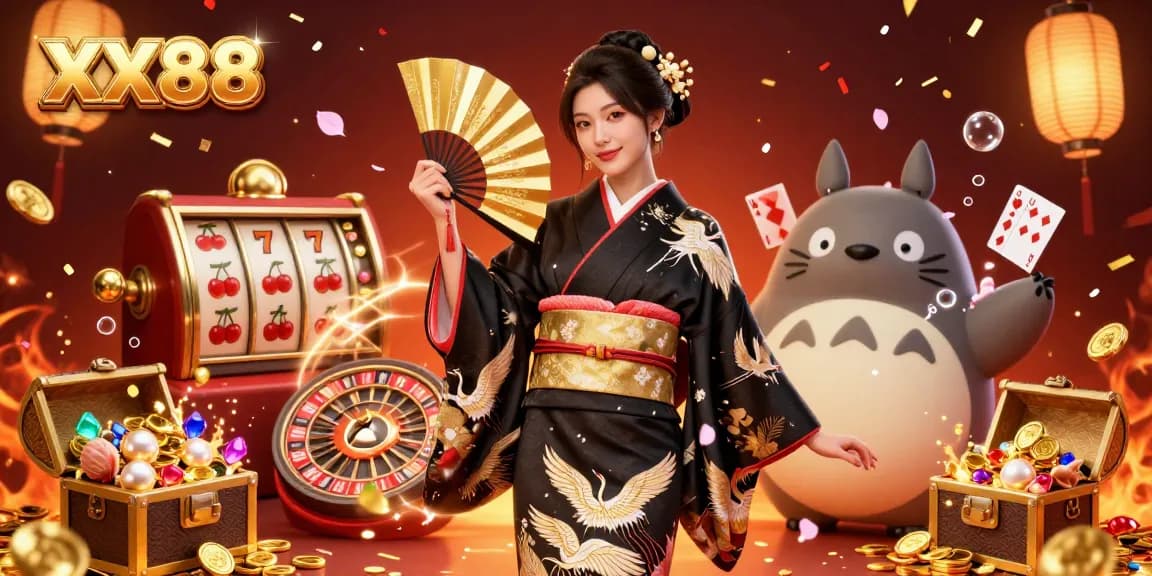 Engage in thrilling casino action with XX88 featuring vibrant characters, dynamic gaming elements, and a captivating atmosphere.