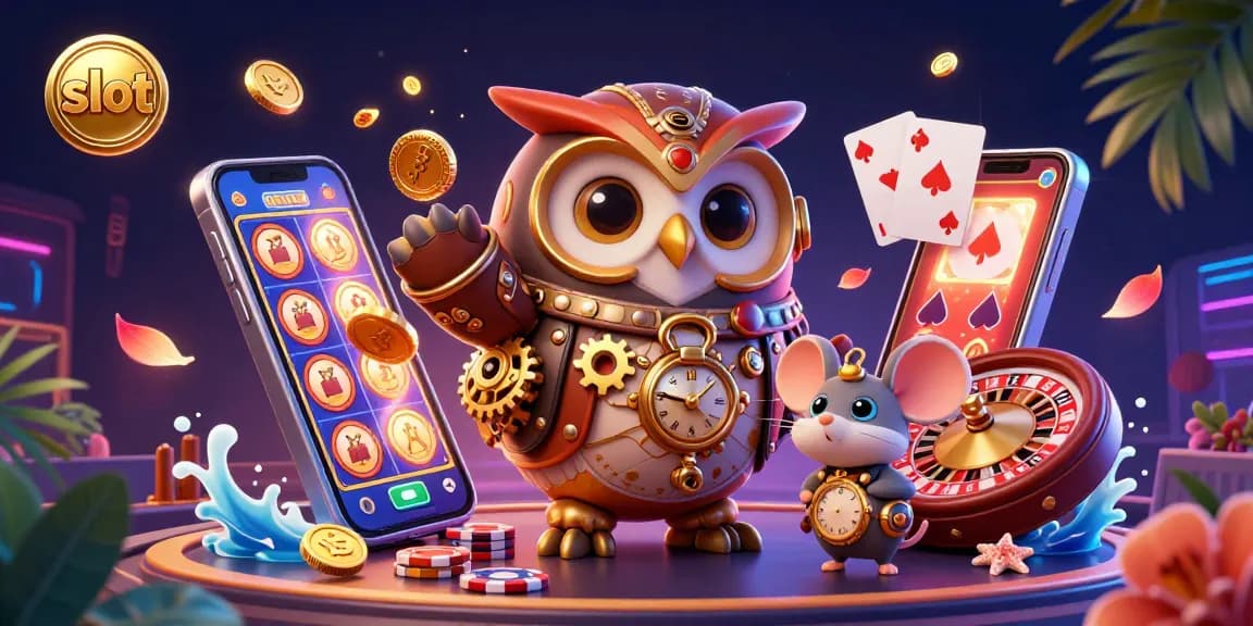Putar permainan slot yang penuh warna saat burung hantu penjelajah waktu menjelajahi petualangan kasino steampunk.