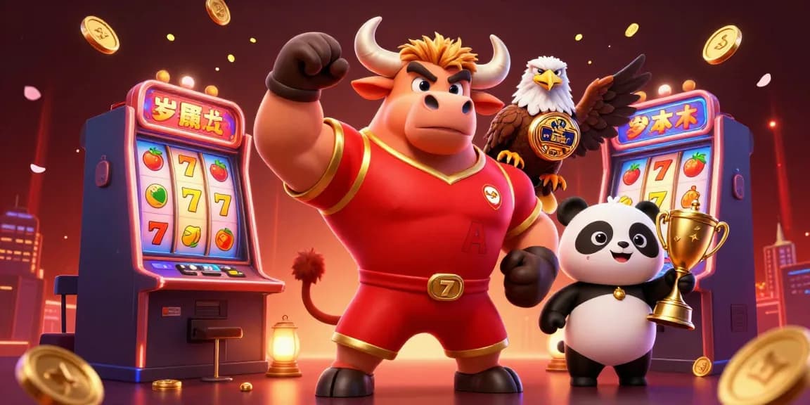 Win big with red88 in this dynamic 3D casino illustration featuring vibrant slot games and lively characters.