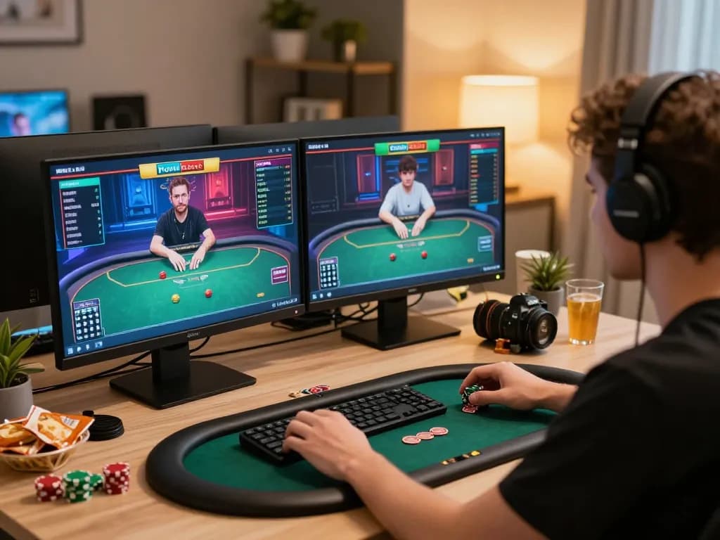 Engaging gameplay moment in an online poker game with player focused on winning strategies.