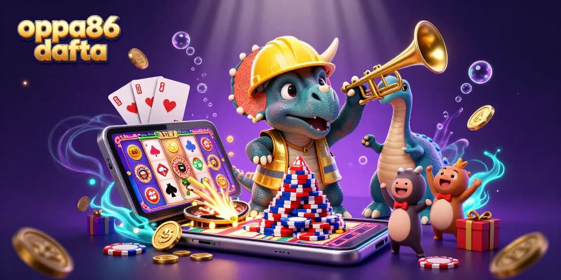 Experience the thrill of gambling with oppa86 dafta in a vibrant casino scene bursting with excitement.