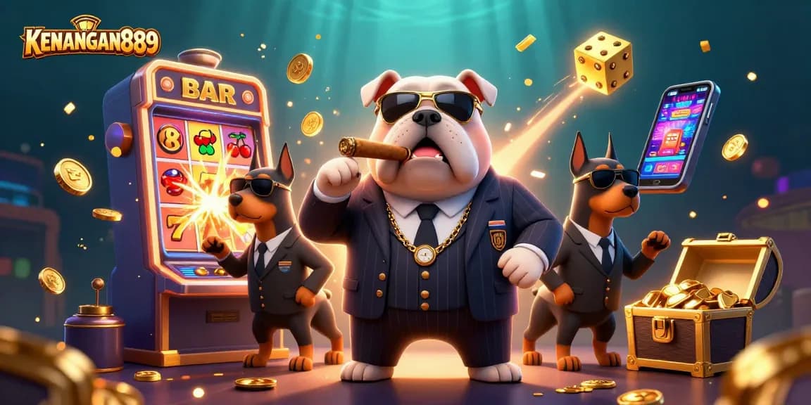 Experience thrill with KENANGAN889's exciting gambling scene, featuring vibrant slot games and characters.