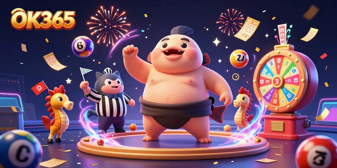 Engage with OK365 through thrilling lottery games in an underwater celebration scene.
