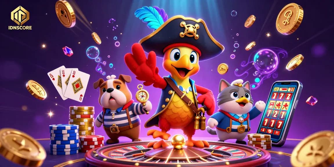 IDNSCORE enhances your gaming experience with vibrant casino elements and engaging characters.