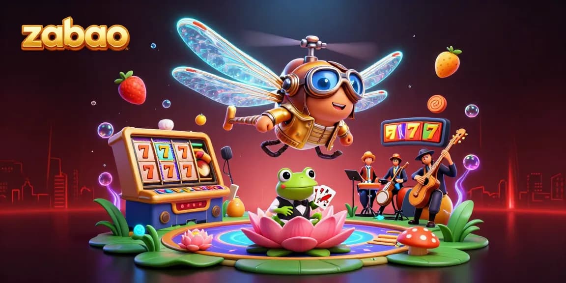 zaobao spins exciting slot machines in a vibrant casino scene with dynamic characters and rich detail.