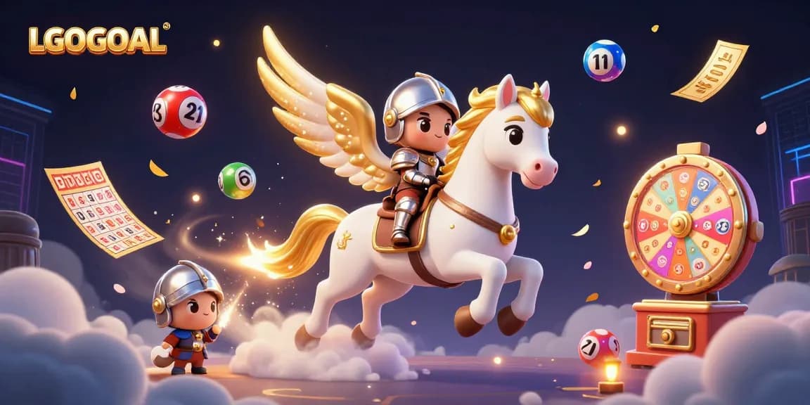 Experience exhilarating gameplay at LGOGOAL with vibrant gaming elements, including lottery balls and spinning prizes.