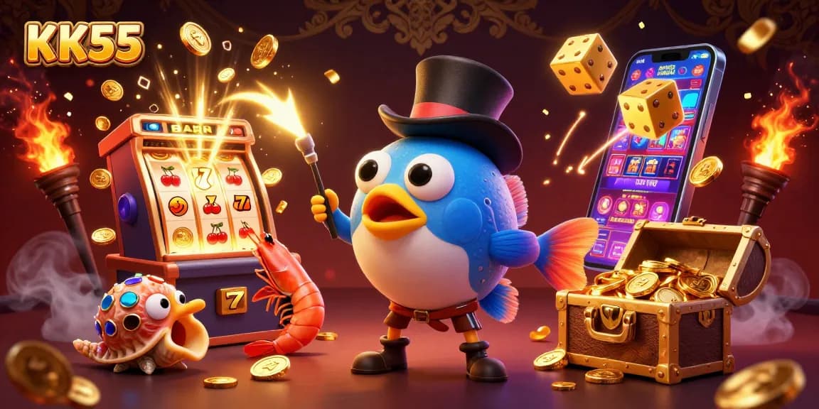 KK55 immerses players in a vibrant casino adventure with anglerfish and pirate shrimp.