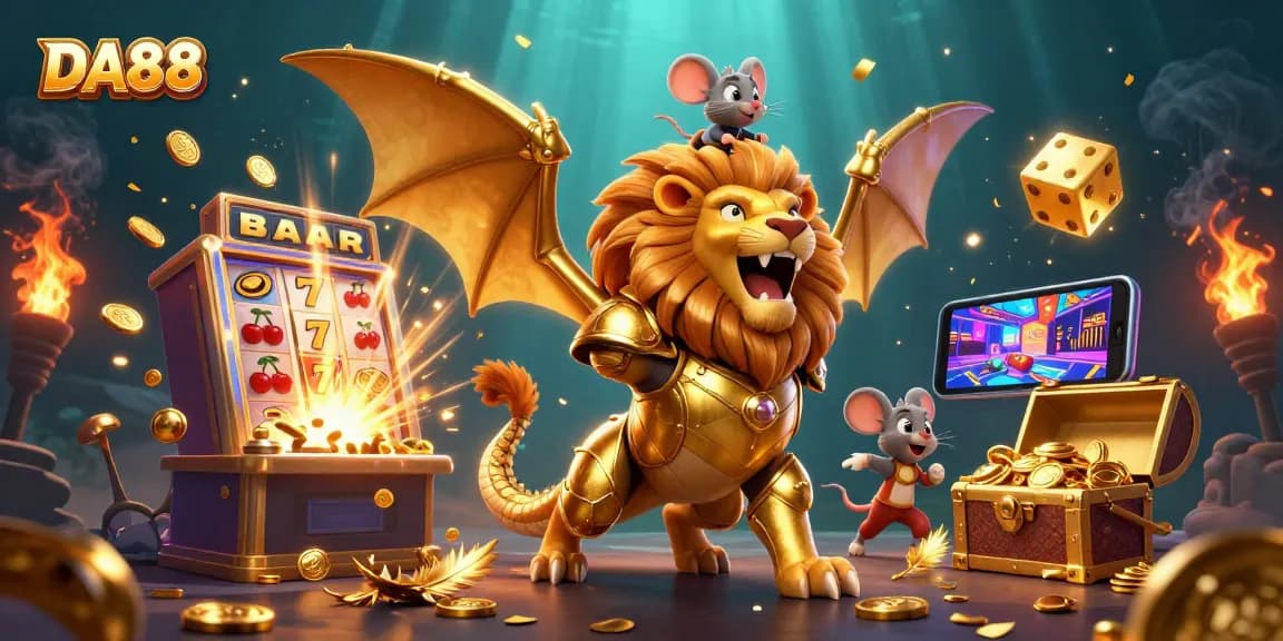 Experience the excitement of DA88 with jackpots and vibrant casino elements.