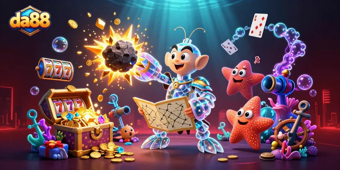 Engage in thrilling adventures with the da88 galactic samurai mantis shrimp and treasure-filled underwater world bursting with coins and gems.