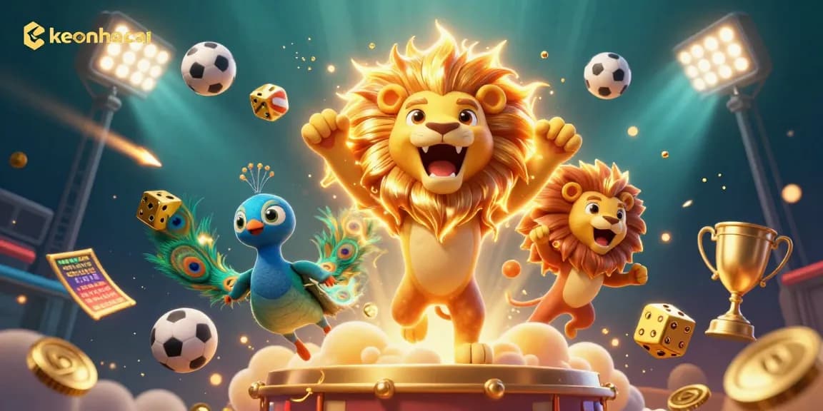 Engage with keonhacai's thrilling sports betting world in a vibrant 3D illustration.