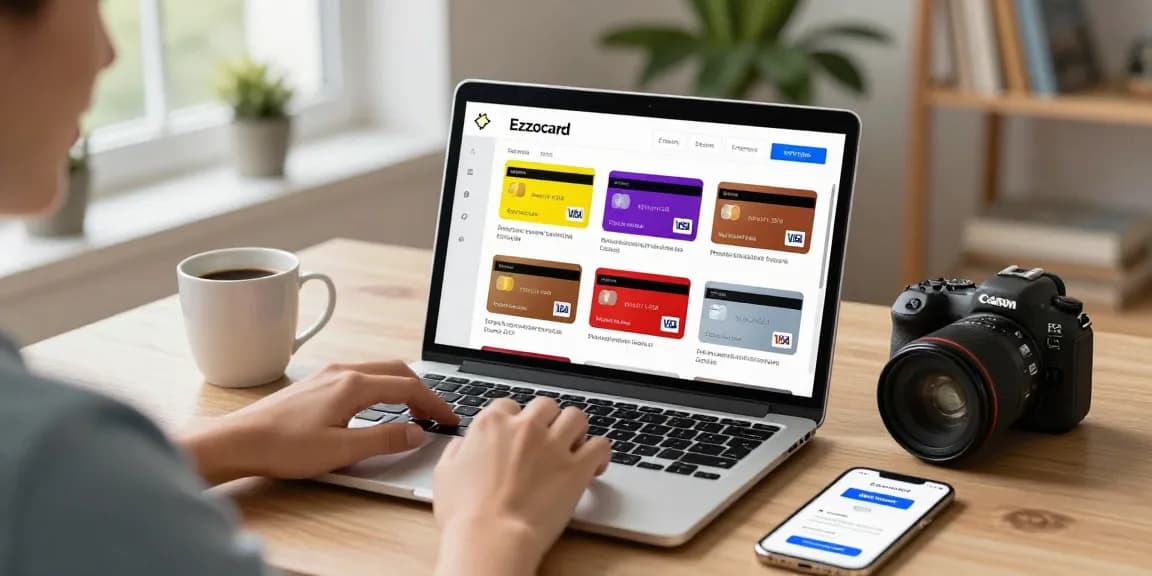 Ezzocard online shopping experience showcasing virtual prepaid cards on a vibrant digital interface.