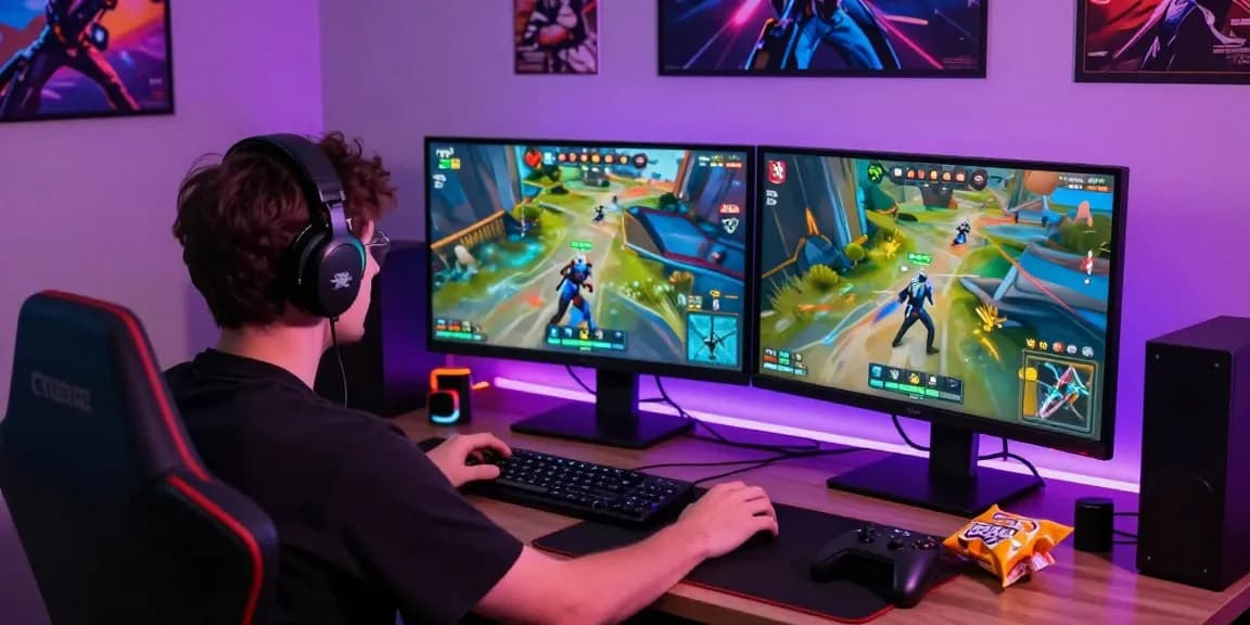 Fortnite Cheats demonstrated in an intense gaming setup with vibrant visuals and competitive atmosphere.