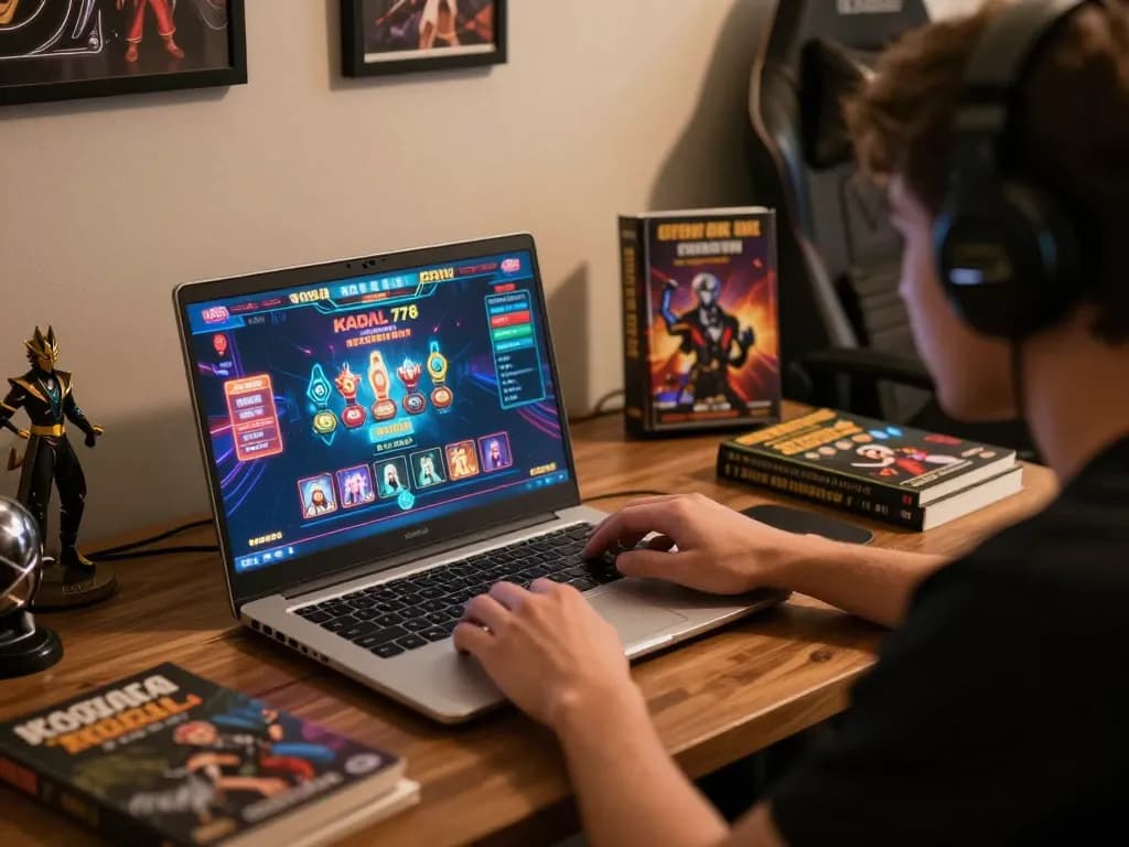 KADAL 778 player engaging in online betting strategy with focused attention on gaming setup