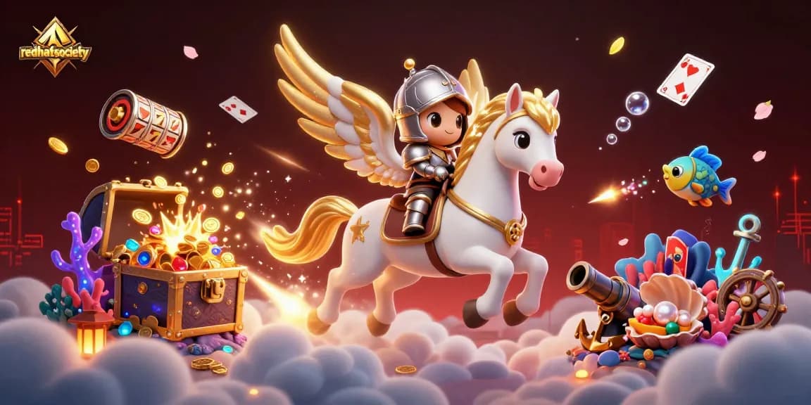 Experience vibrant gameplay with redhatsociety in this dynamic casino-themed fantasy illustration.