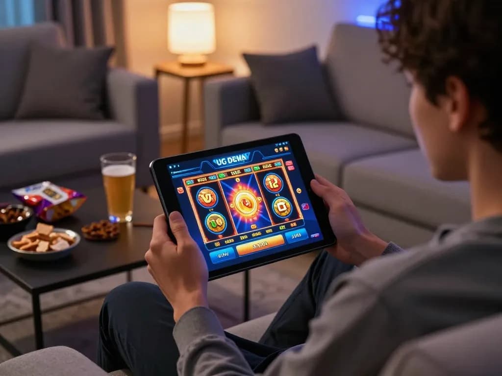 Experience engaging mobile gaming with UG DEWA online casino app, featuring vibrant slot graphics.