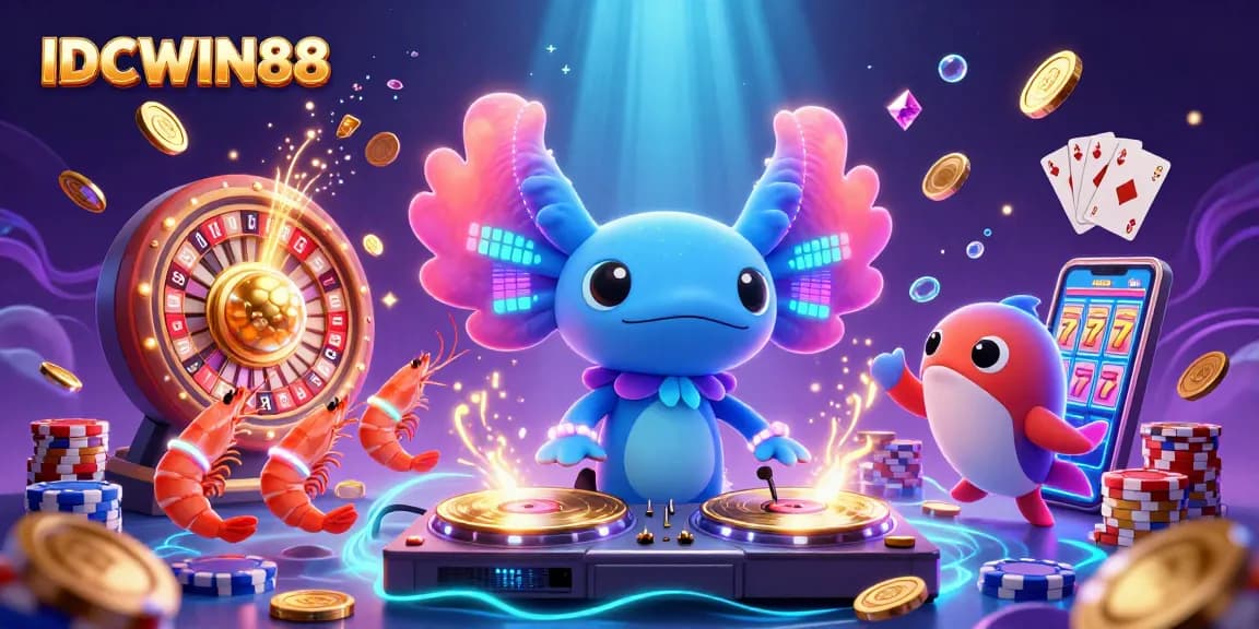 Engage with the exciting world of IDCWIN88 casino games featuring an underwater DJ scene filled with vibrant characters and dynamic elements.