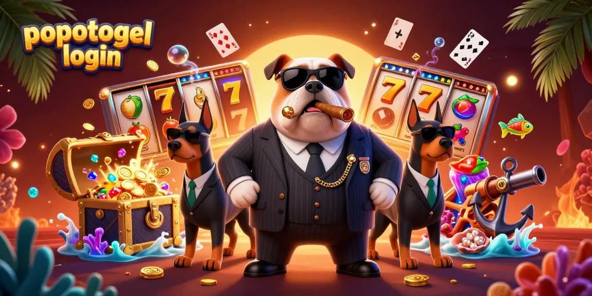 Experience thrilling gameplay with popotogel login, featuring a mafia boss and slot machine elements in action.