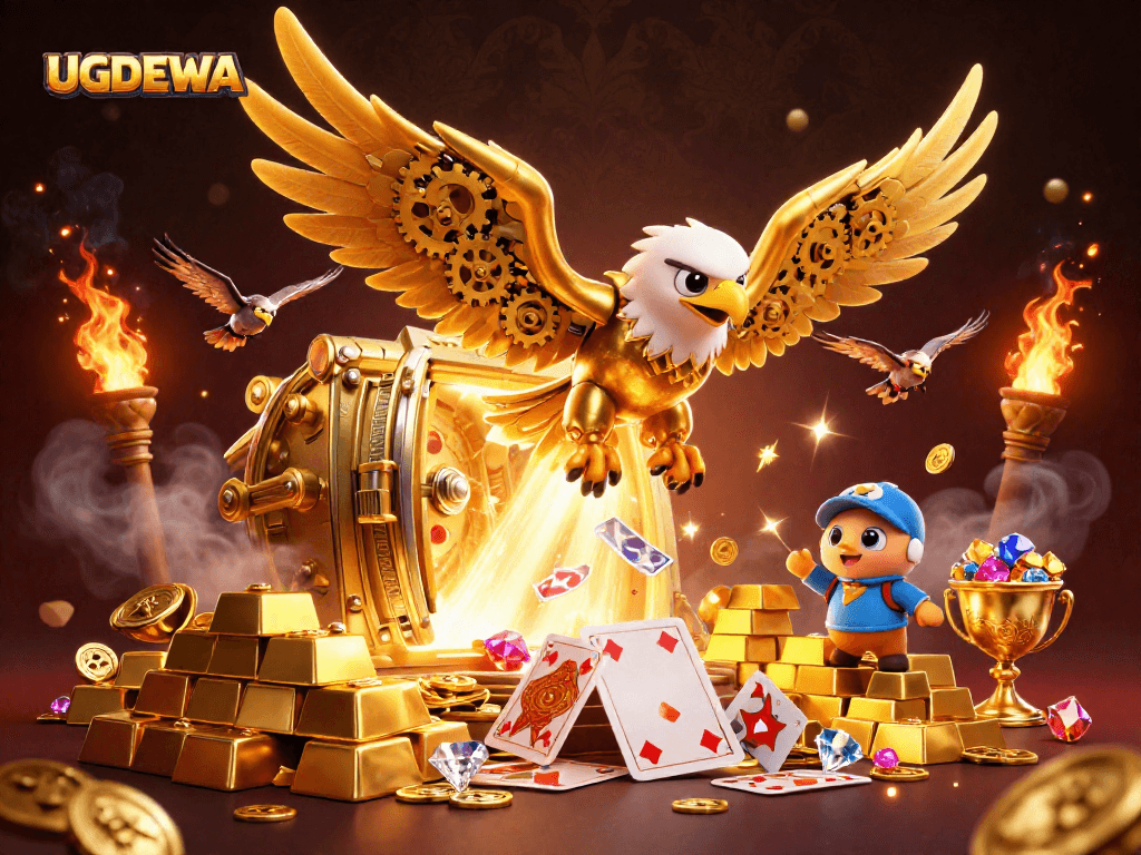 Experience thrilling gameplay and exciting wins with UGDEWA in this vibrant casino illustration.