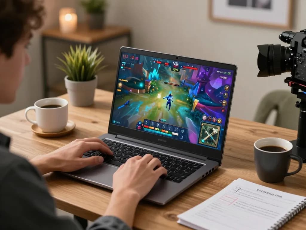 KADAL 778 player enjoying immersive online gaming experience with strategic notes and coffee.