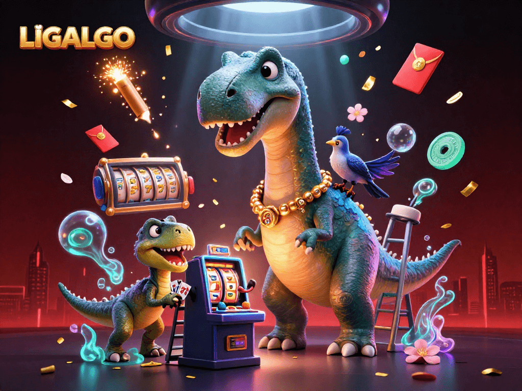 LIGALGO showcases a vibrant casino scene with dynamic characters and immersive slots gameplay.
