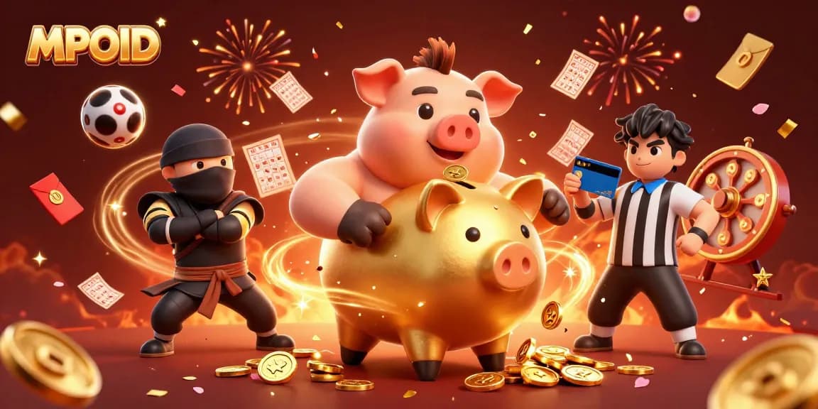 MPOID transforms luck with a vibrant lottery scene, featuring gold coins and festive elements