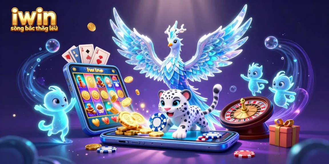 Experience the thrill of iwin sòng bạc thượng lưu with this vibrant casino-themed illustration showcasing engaging gaming elements.