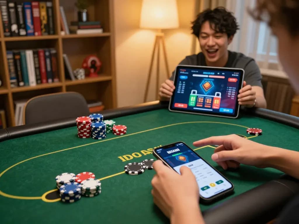 IDCASH 88 user placing strategic bets during an engaging online gaming session with tablet and smartphone