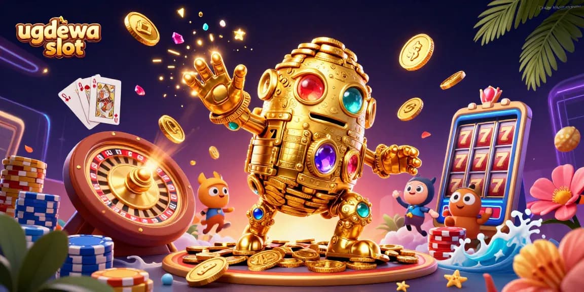 Win big with the ugdewa slot featuring a dynamic golden golem and exciting game elements.