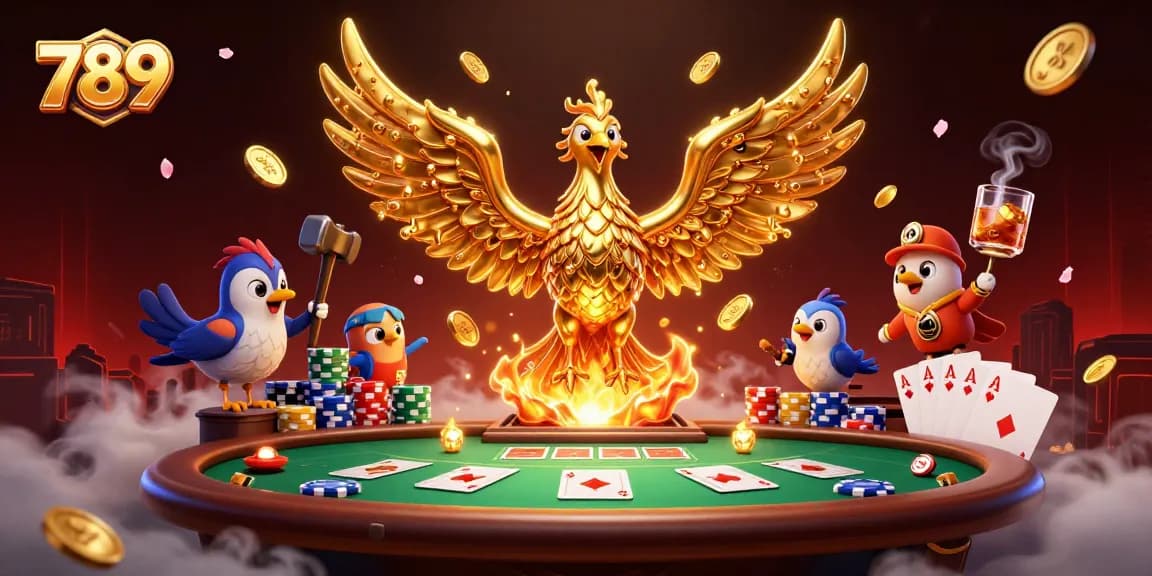 Experience thrilling poker strategies with 789 at a vibrant casino scene filled with dynamic elements.