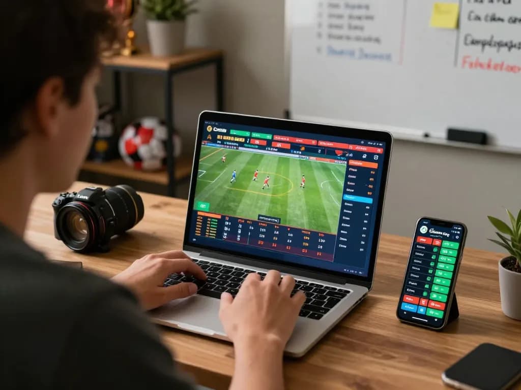 Engaging in online sports betting through trang chủ tr88, capturing excitement and strategy in a modern workspace