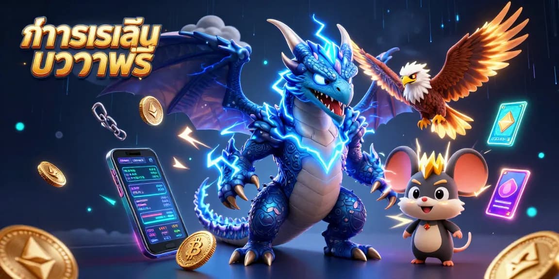 Engage with ทดลองเล่นบาคาร่าฟรี in an electrifying casino-themed scene featuring dynamic characters and vibrant elements.