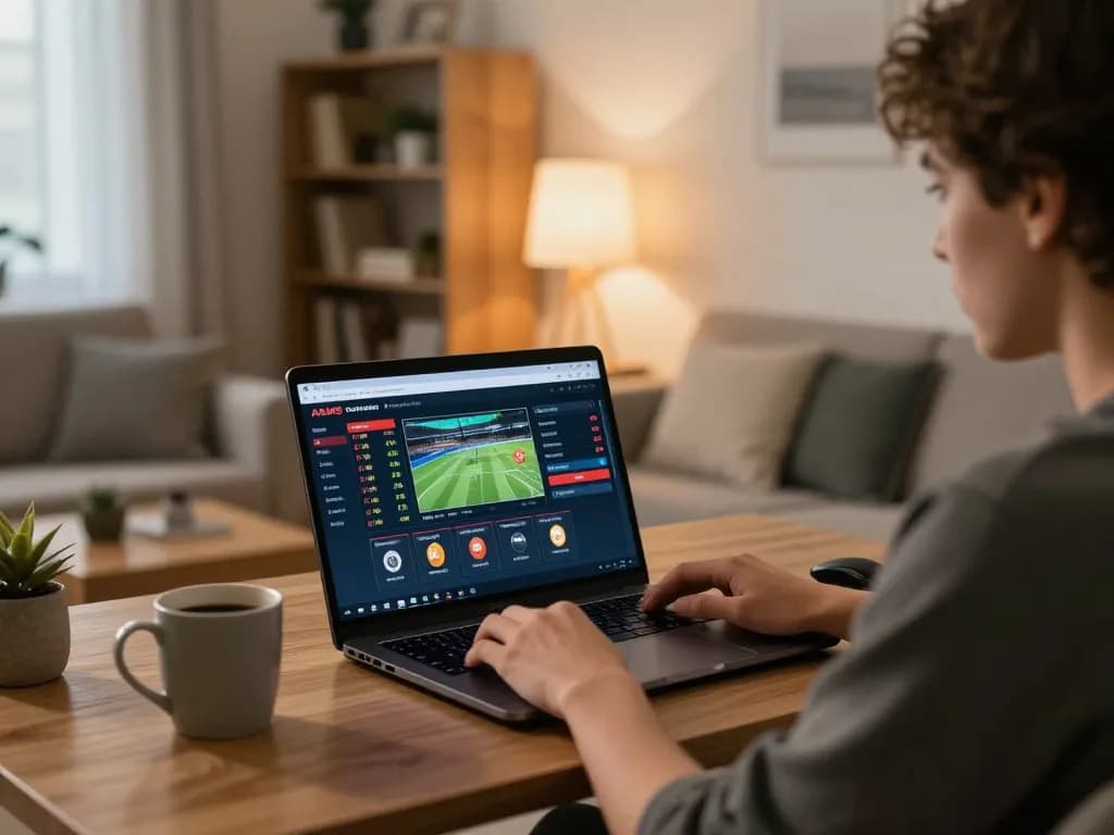 Interagendo con un bookmaker non AAMS a casa, che mostra un'interfaccia di scommesse online.