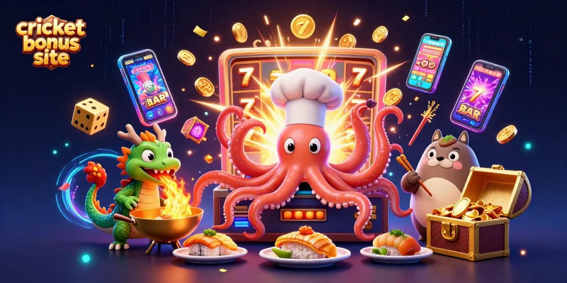 Betting on the cricket bonus site with vibrant visuals of exciting game elements and characters.