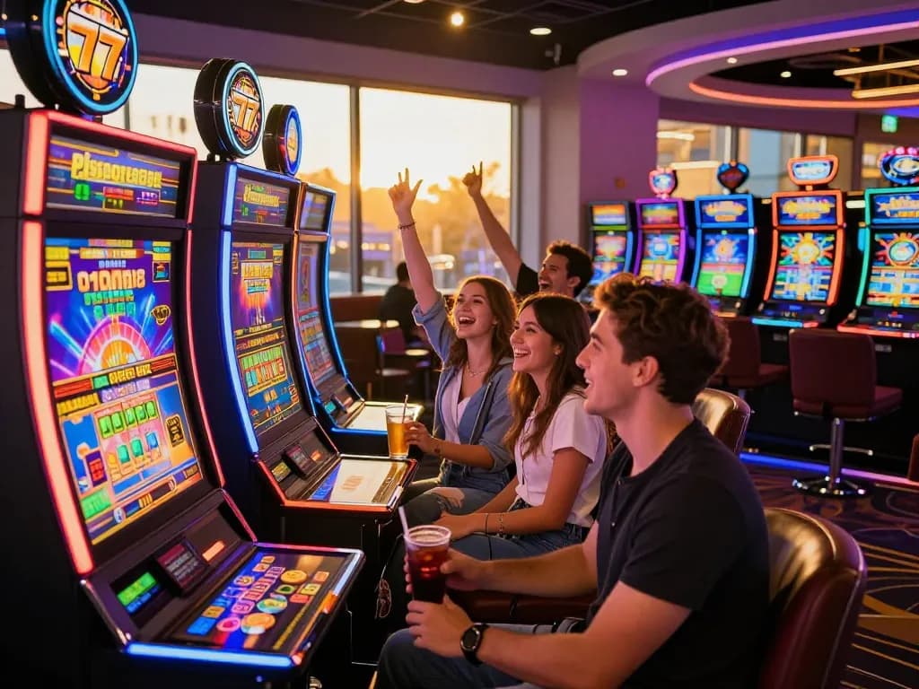 Enjoying gaming excitement at vegasslot77.com with colorful slot machines.