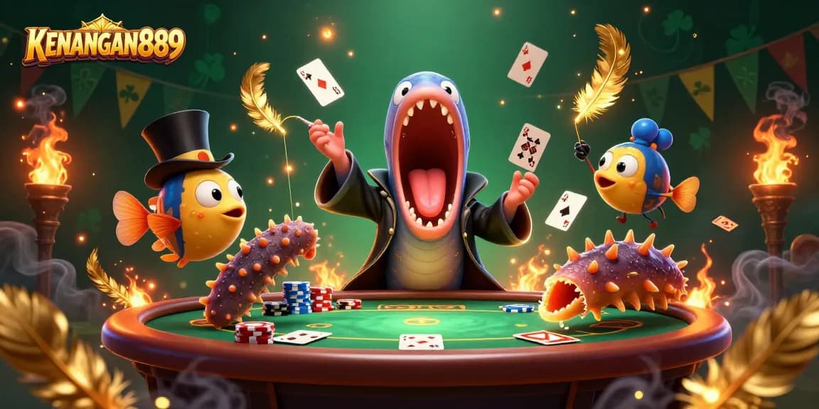 Experience strategic gameplay with KENANGAN889 at the dynamic casino table, showcasing vibrant characters.