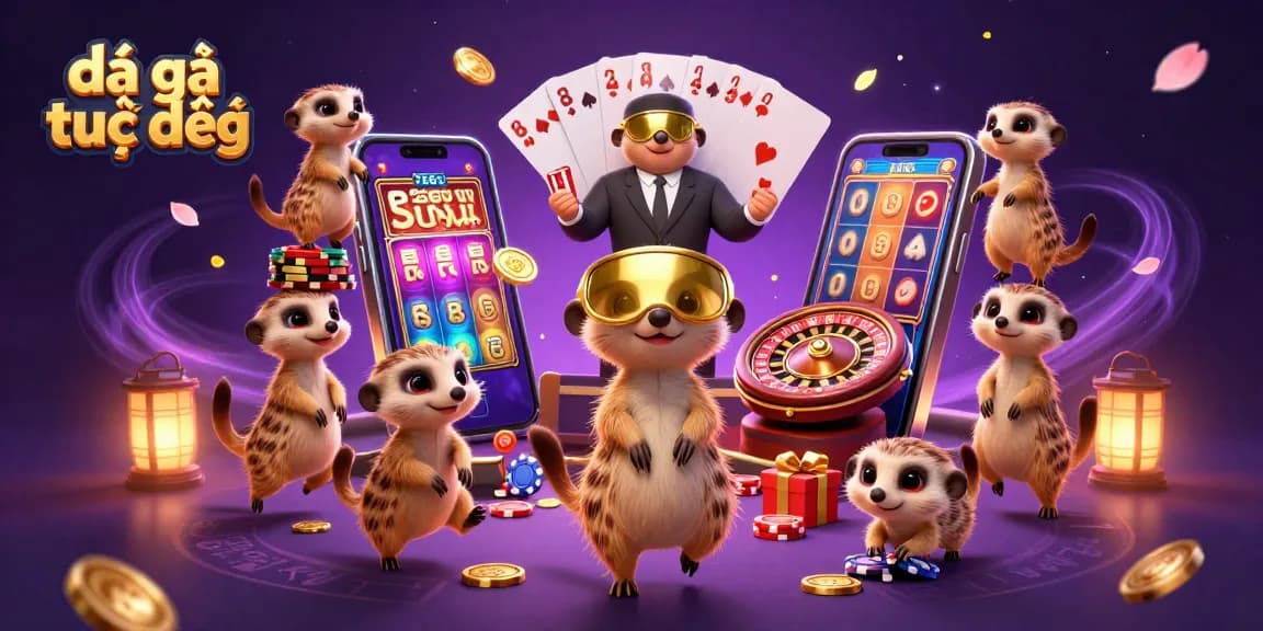 Experience đá gà trực tiếp with a vibrant casino scene featuring meerkats in action.