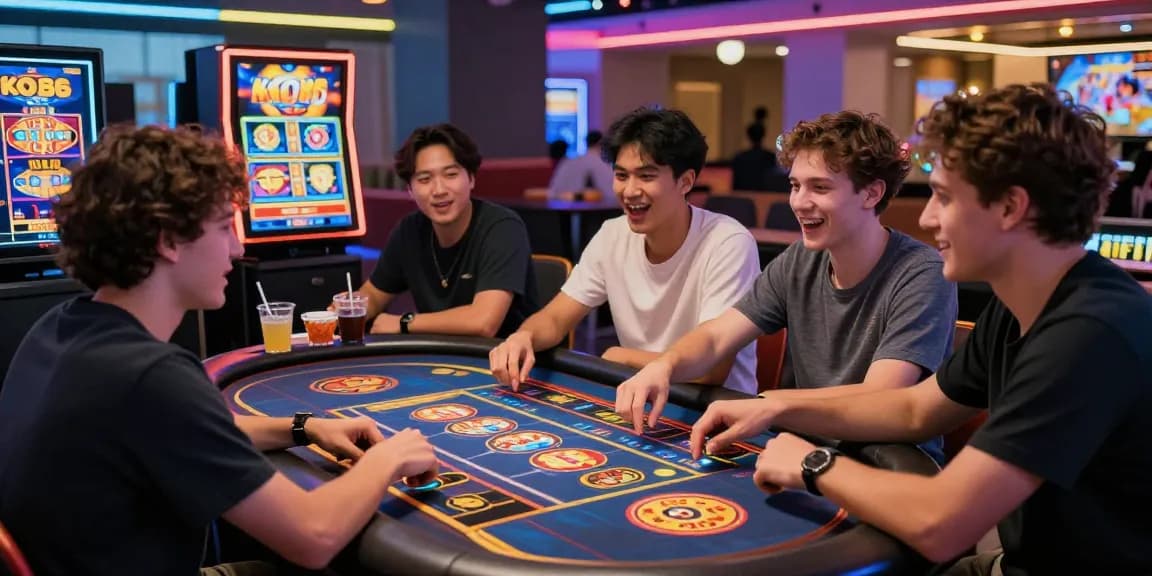 Engaging social gaming scene with players enjoying KO66 online casino experience.