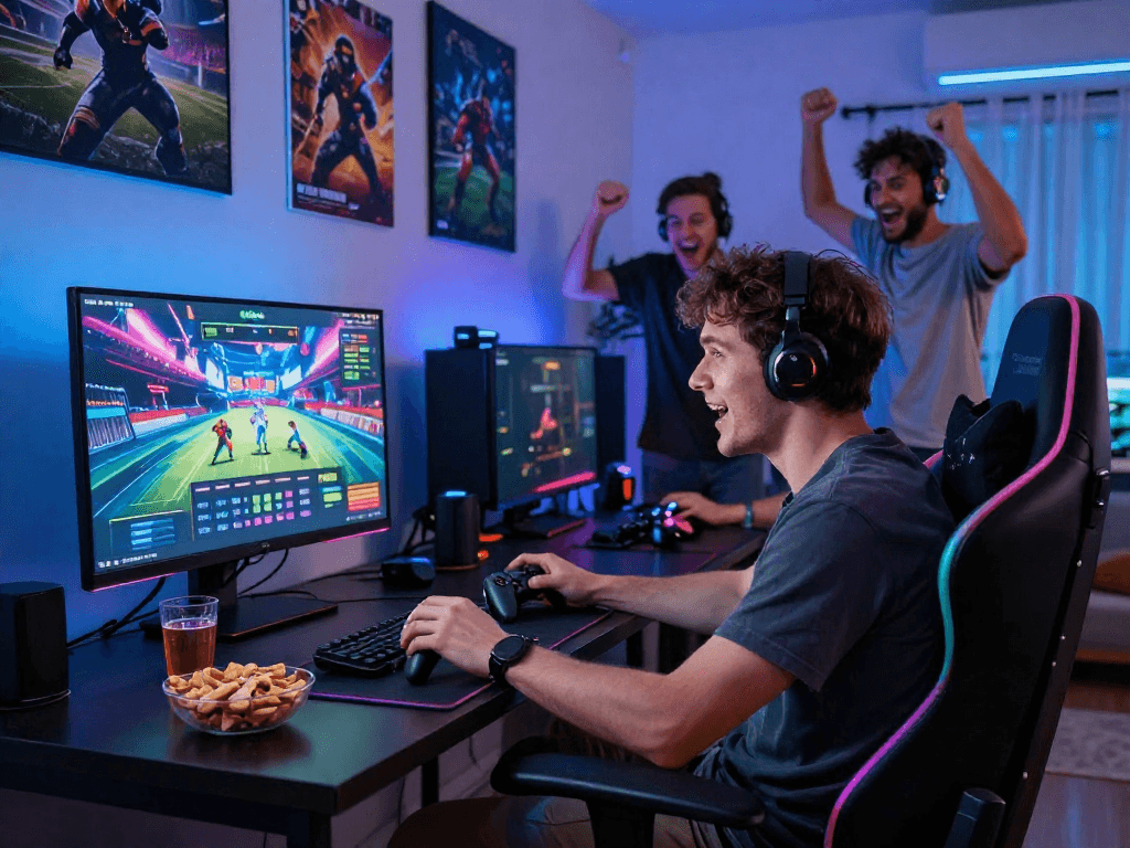 Experience the excitement of oxbet in a vibrant gaming scene with friends.