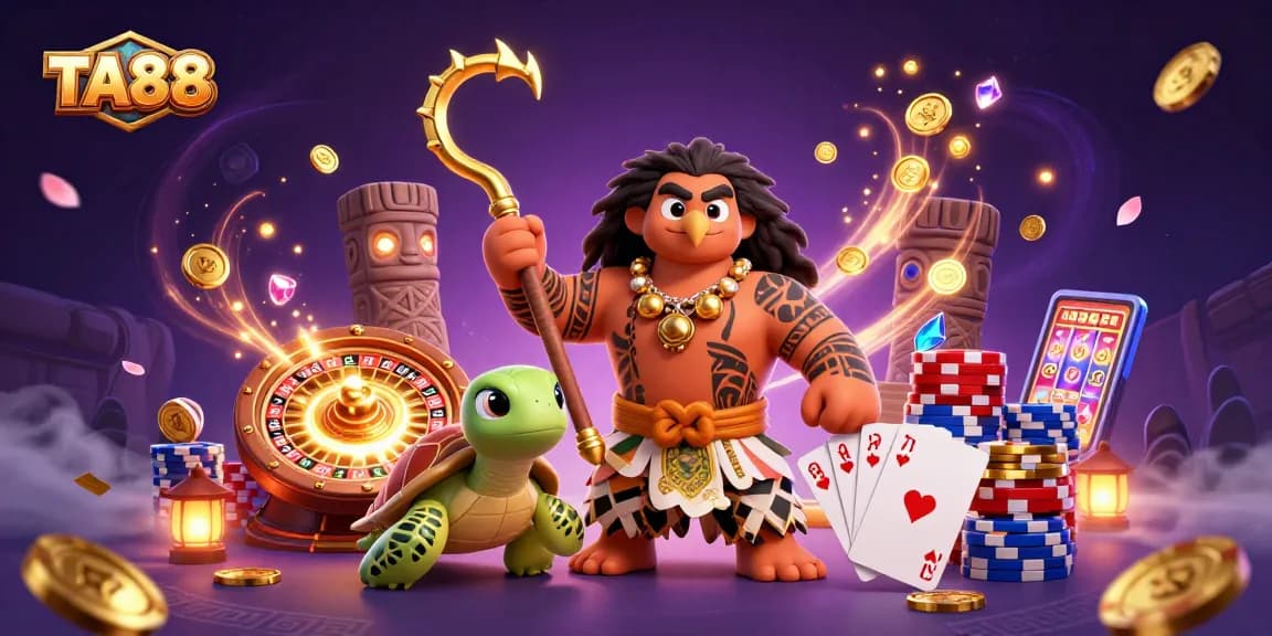 Experience the dynamic TA88 gaming scene with vibrant characters and thrilling casino elements.