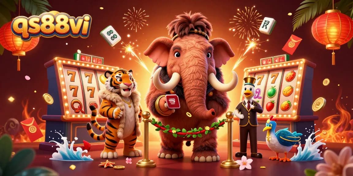 Experience the vibrant casino atmosphere with qs88vi's engaging gaming elements and colorful characters.