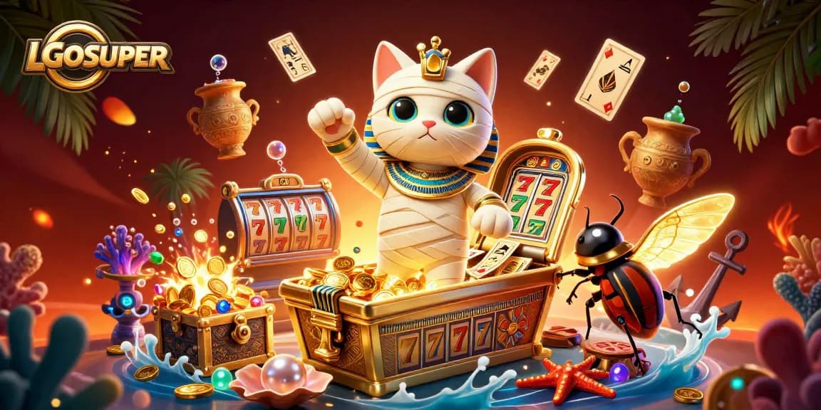 Experience thrilling gameplay at LGOSUPER with vibrant slot reels and dynamic casino atmosphere.