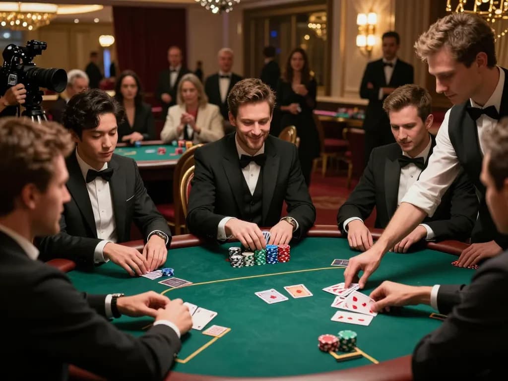 Players engaging in a high-stakes poker game at rokok 88 casino, showcasing winning hand excitement