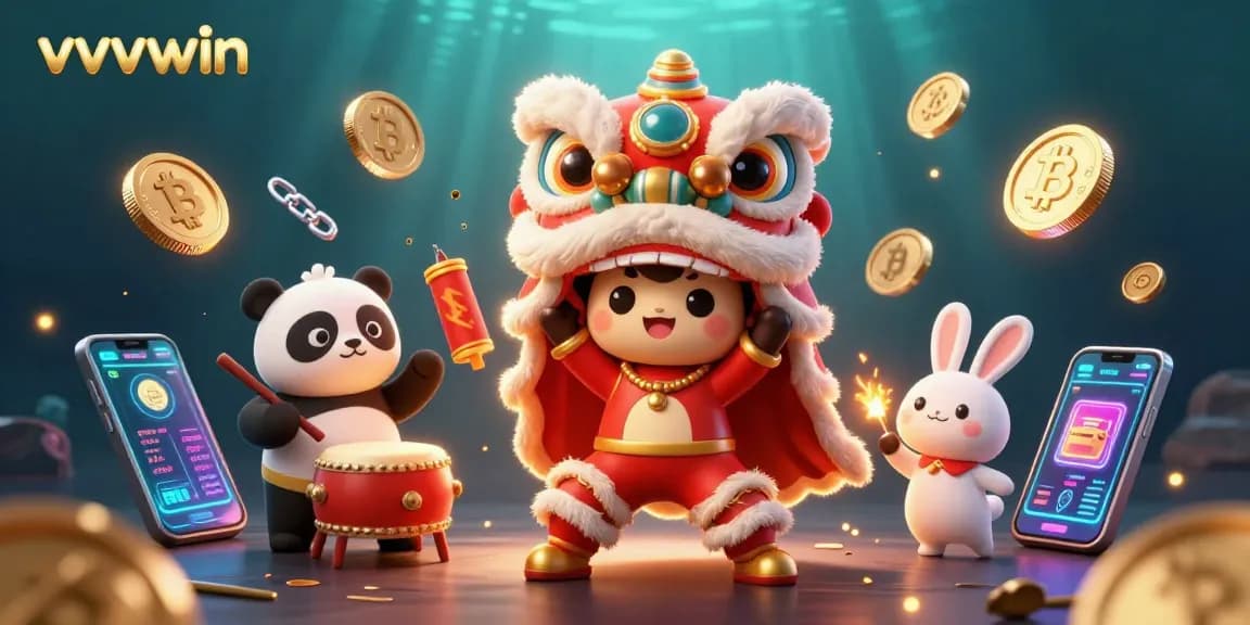 Join the action at vvvwin with vibrant 3D characters celebrating in a lively casino atmosphere.