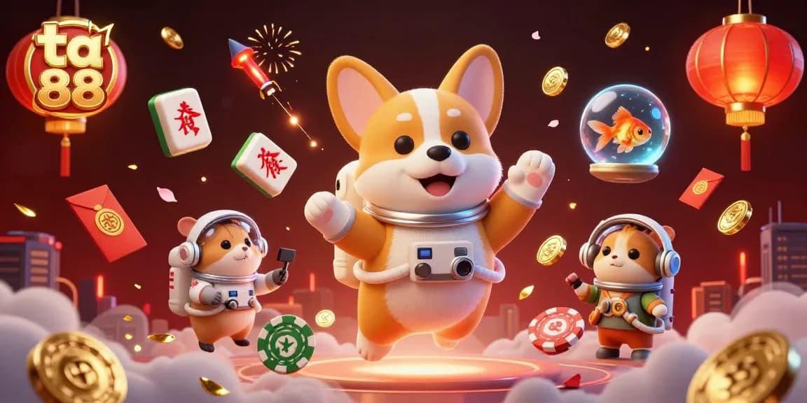 Engage with the exciting ta 88 casino adventure featuring floating characters and vibrant gambling elements.