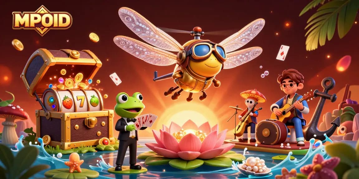 Experience thrilling MPOID casino action in a vibrant, animated gaming scene.