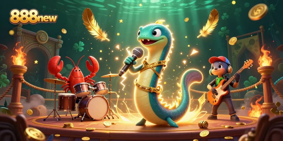 Catch the electric eel DJ at 888new’s vibrant underwater casino, surrounded by dynamic gaming elements.